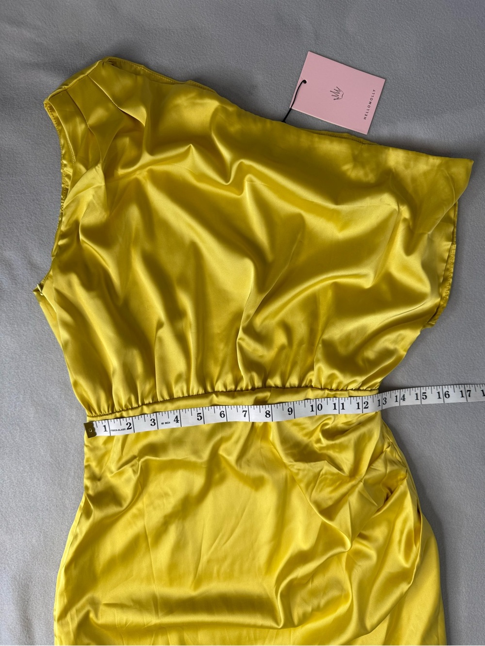 Hello Molly Elite Girl Yellow Gold Satin One Shoulder Maxi Dress Size 6 NWT - Picture 10 of 14